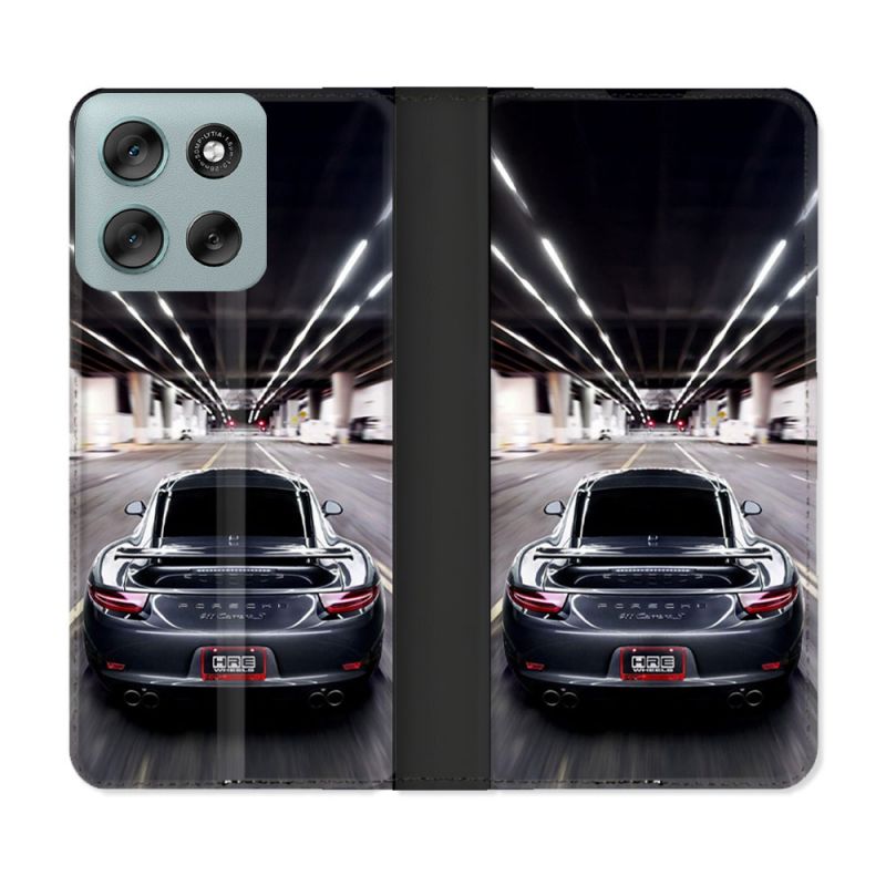 Housse cuir portefeuille Pour Motorola G56 5G Porsche 911