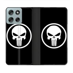 Housse cuir portefeuille Pour Motorola G56 5G Punisher