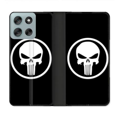 Housse cuir portefeuille Pour Motorola G56 5G Punisher
