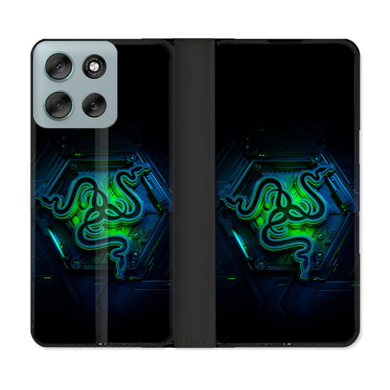 Housse cuir portefeuille Pour Motorola G56 5G Razer