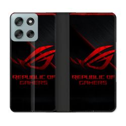 Housse cuir portefeuille Pour Motorola G56 5G ROG Rouge