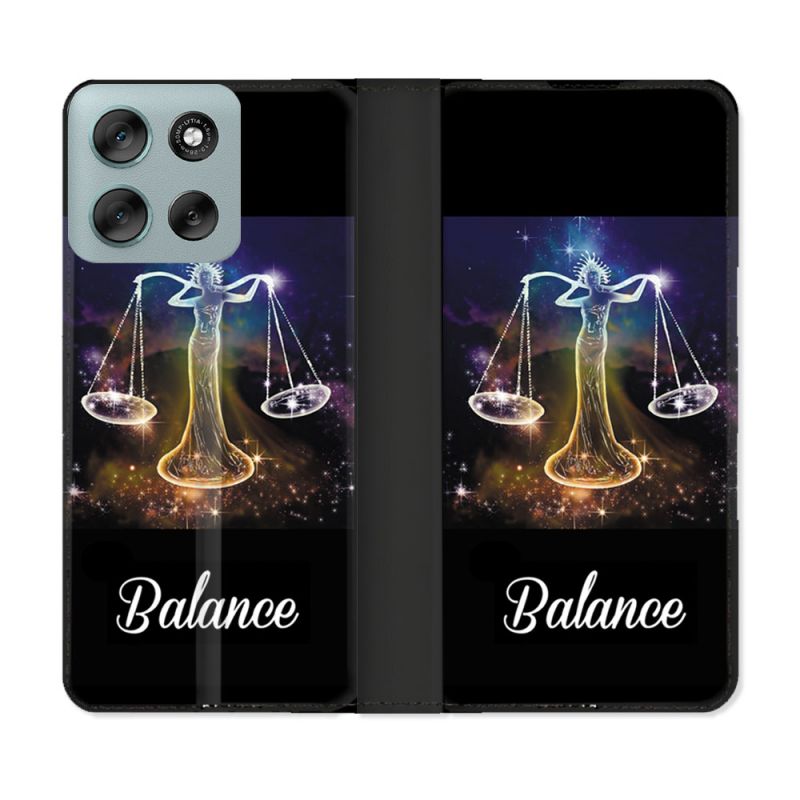 Housse cuir portefeuille Pour Motorola G56 5G Signe Zodiaque 2 Balance