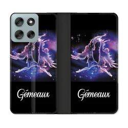 Housse cuir portefeuille Pour Motorola G56 5G Signe Zodiaque 2 Gémeaux