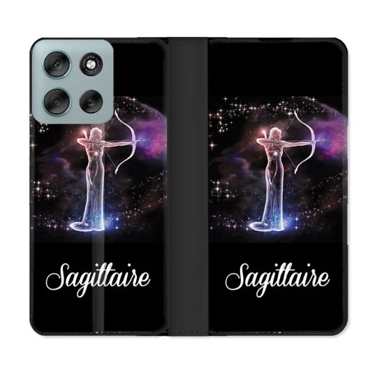 Housse cuir portefeuille Pour Motorola G56 5G Signe Zodiaque 2 Sagittaire