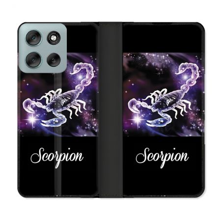 Housse cuir portefeuille Pour Motorola G56 5G Signe Zodiaque 2 Scorpion