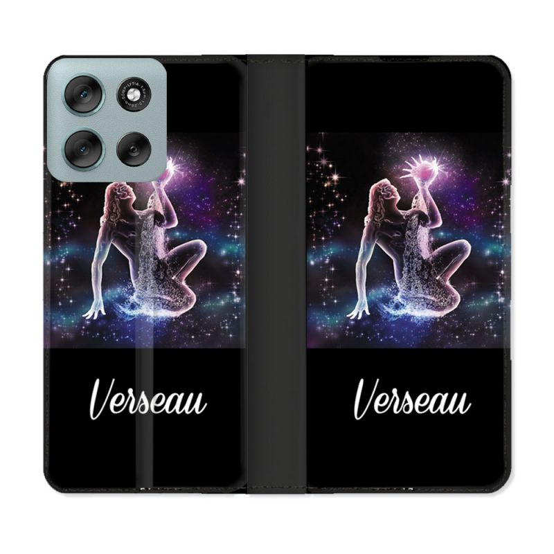 Housse cuir portefeuille Pour Motorola G56 5G Signe Zodiaque 2 Verseau