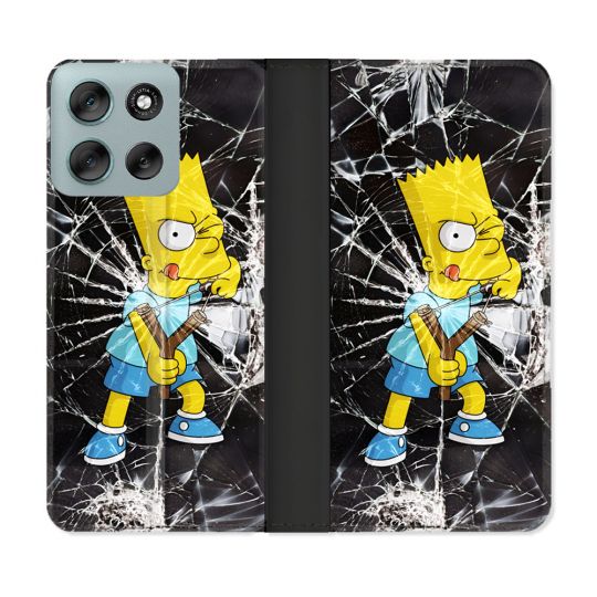 Housse cuir portefeuille Pour Motorola G56 5G Simpson Bart