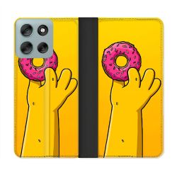 Housse cuir portefeuille Pour Motorola G56 5G Simpson Donuts