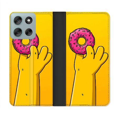 Housse cuir portefeuille Pour Motorola G56 5G Simpson Donuts