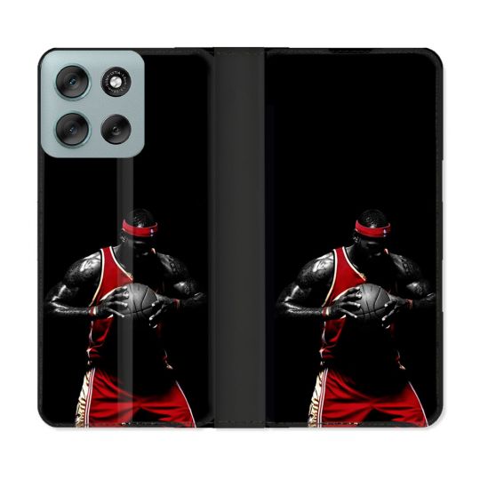 Housse cuir portefeuille Pour Motorola G56 5G Sport Basketeur