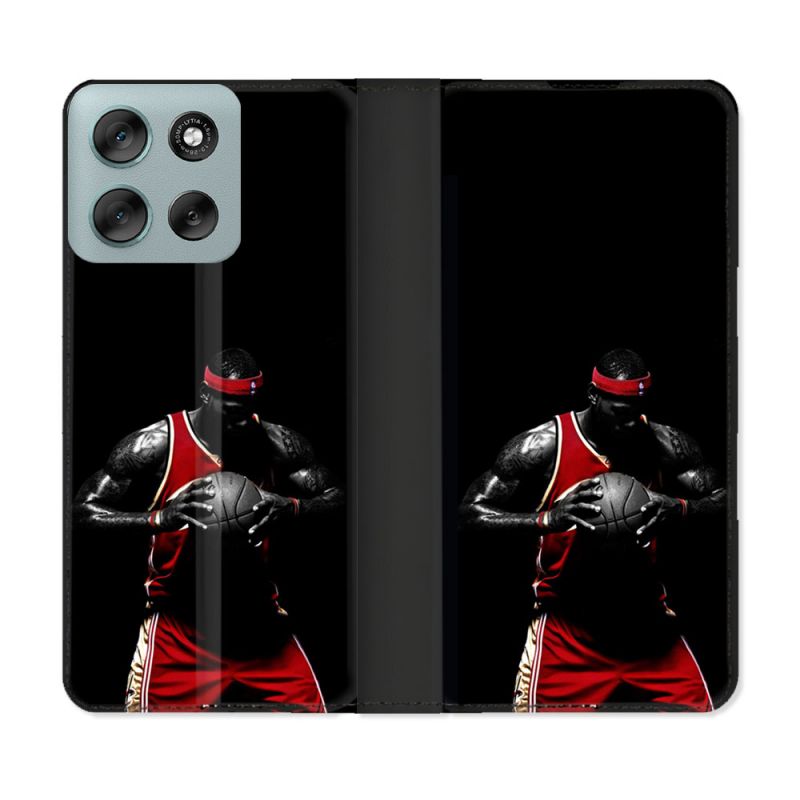 Housse cuir portefeuille Pour Motorola G56 5G Sport Basketeur
