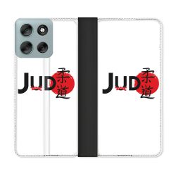 Housse cuir portefeuille Pour Motorola G56 5G Sport Judo Logo