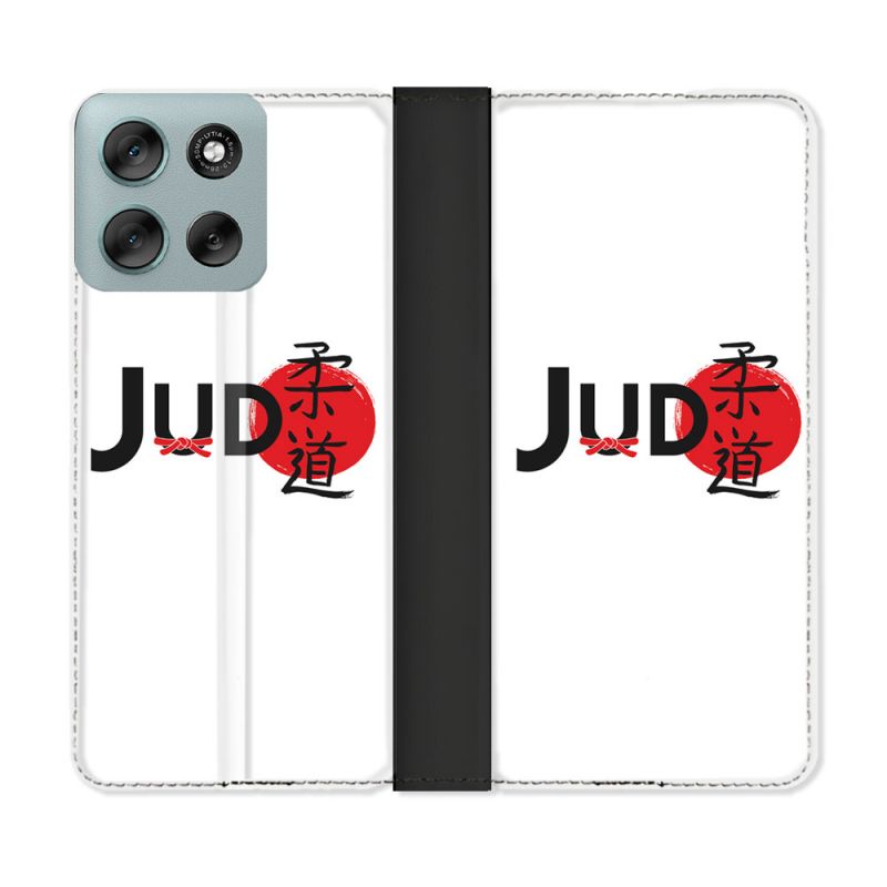 Housse cuir portefeuille Pour Motorola G56 5G Sport Judo Logo
