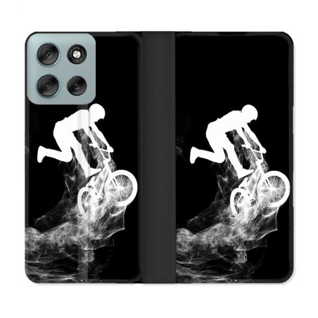 Housse cuir portefeuille Pour Motorola G56 5G Sport VTT Noir