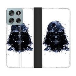 Housse cuir portefeuille Pour Motorola G56 5G Star Wars - Dark Vador Blanc