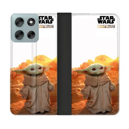 Housse cuir portefeuille Pour Motorola G56 5G Star Wars - Yoda bebe soleil
