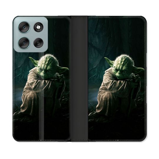Housse cuir portefeuille Pour Motorola G56 5G Star Wars - Yoda sombre