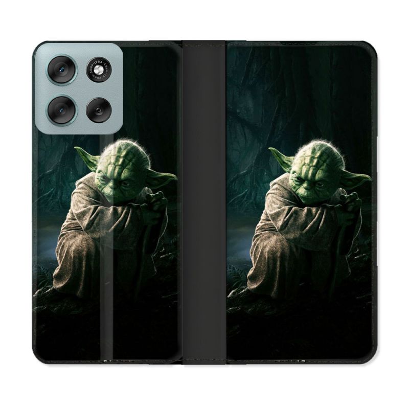 Housse cuir portefeuille Pour Motorola G56 5G Star Wars - Yoda sombre