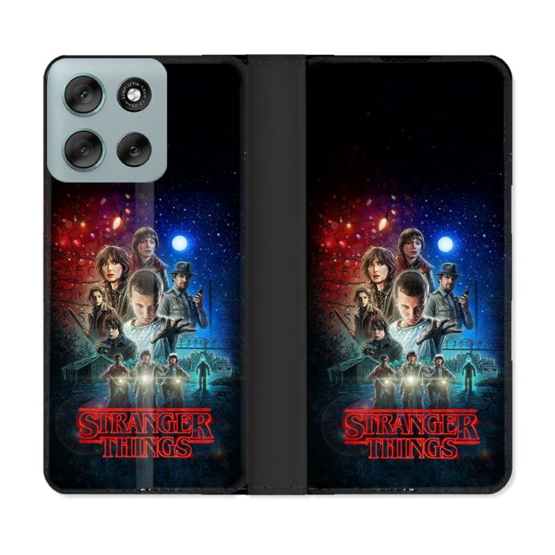 Housse cuir portefeuille Pour Motorola G56 5G Stranger Things Affiche 1