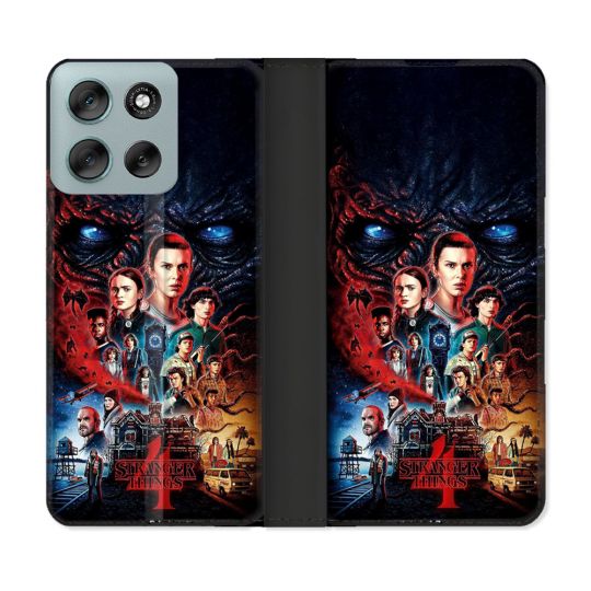 Housse cuir portefeuille Pour Motorola G56 5G Stranger Things Affiche 4