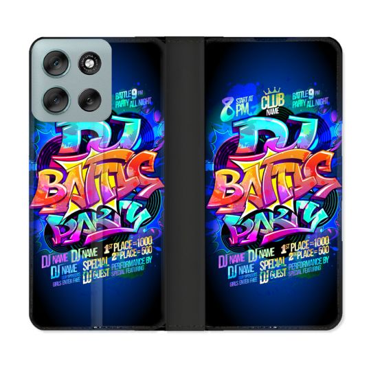 Housse cuir portefeuille Pour Motorola G56 5G Street Art Rap