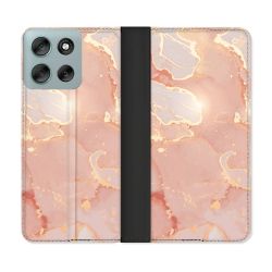 Housse cuir portefeuille Pour Motorola G56 5G Texture Marbre Rose