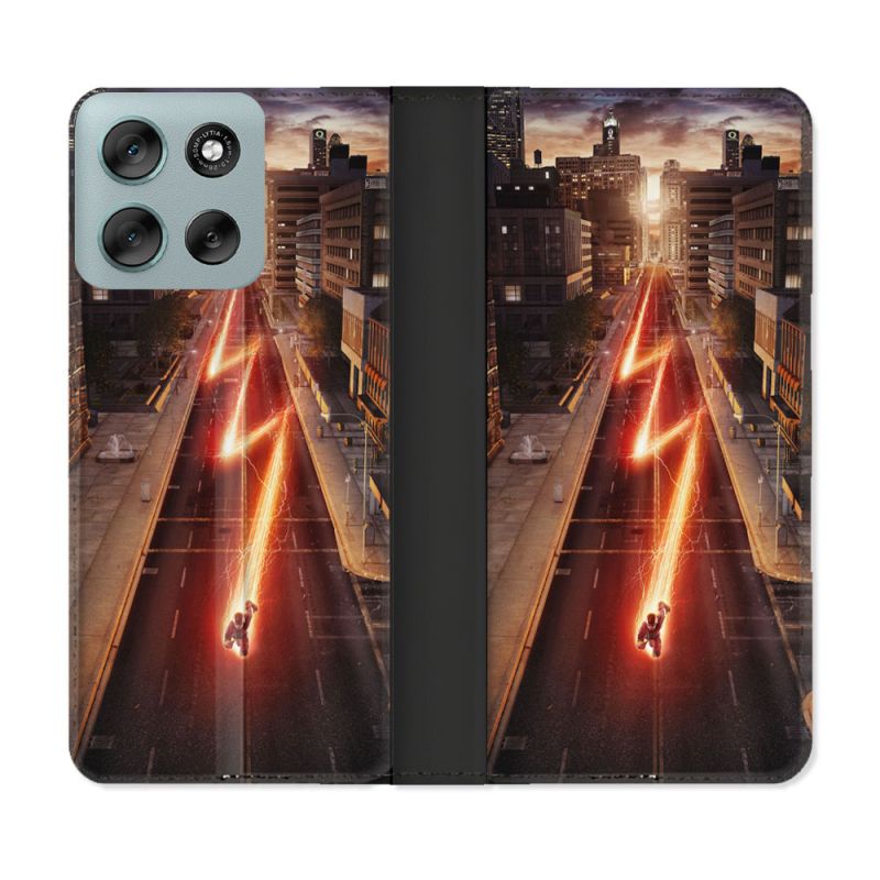 Housse cuir portefeuille Pour Motorola G56 5G The Flash City