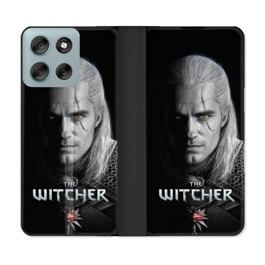 Housse cuir portefeuille Pour Motorola G56 5G The Witcher Noir