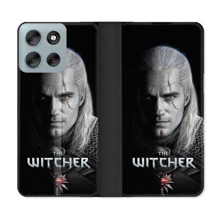 Housse cuir portefeuille Pour Motorola G56 5G The Witcher Noir