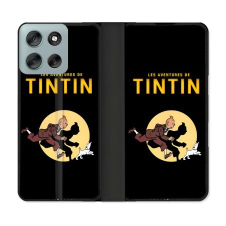 Housse cuir portefeuille Pour Motorola G56 5G Tintin Classique