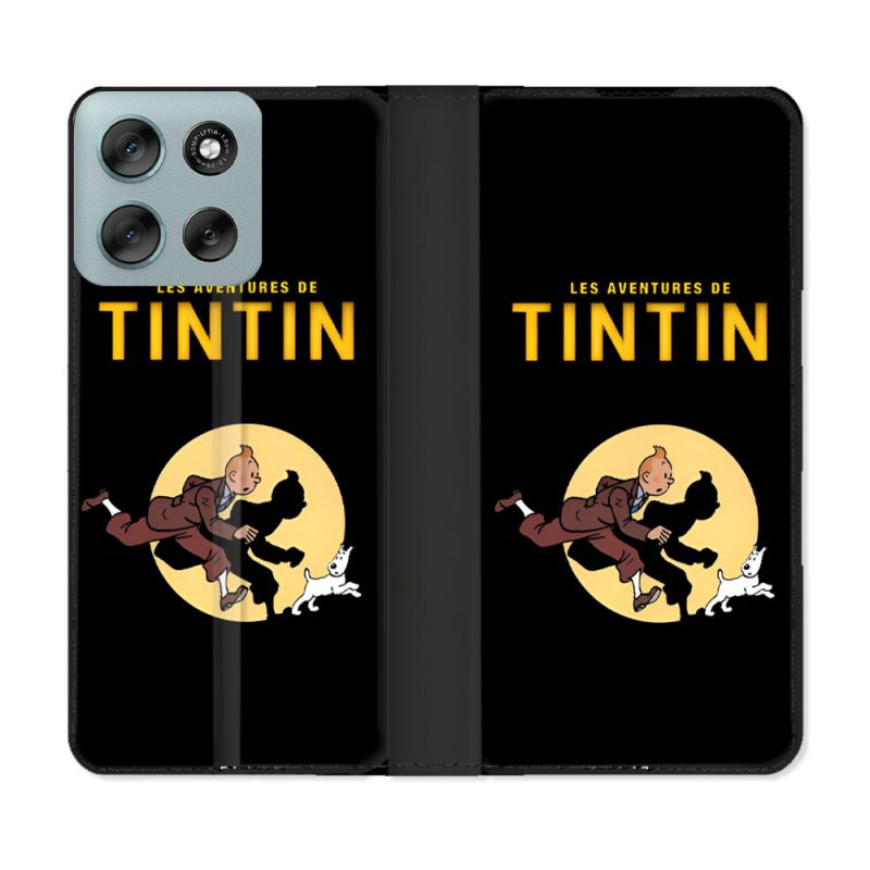 Housse cuir portefeuille Pour Motorola G56 5G Tintin Classique