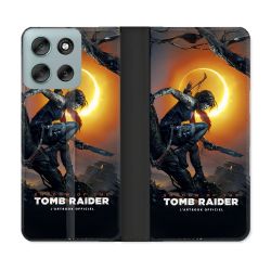 Housse cuir portefeuille Pour Motorola G56 5G Tomb Raider