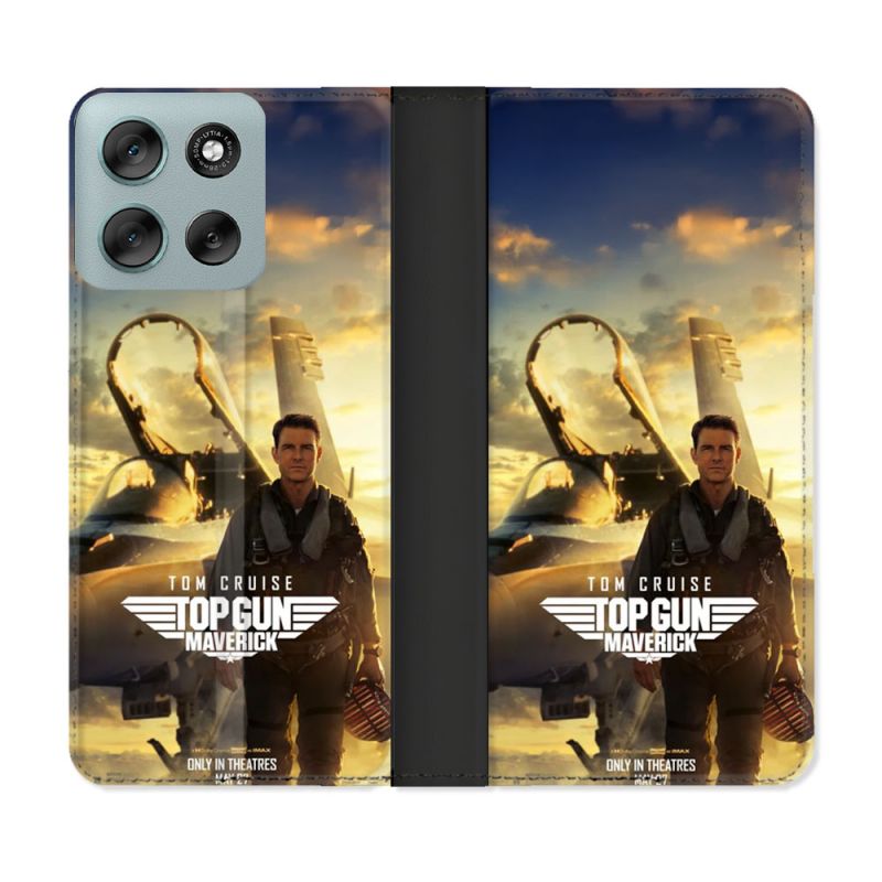 Housse cuir portefeuille Pour Motorola G56 5G Top Gun