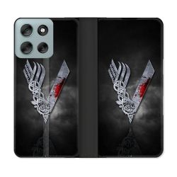 Housse cuir portefeuille Pour Motorola G56 5G Viking