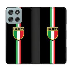 Housse cuir portefeuille Pour Motorola G56 5G Voyage Italie 3 Noir