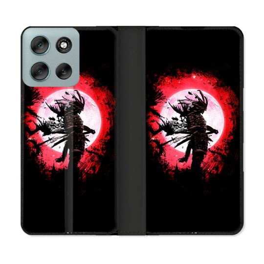 Housse cuir portefeuille Pour Motorola G56 5G Voyage Japon Samourai