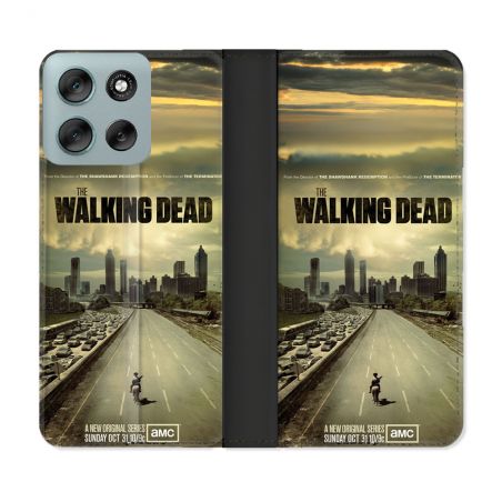 Housse cuir portefeuille Pour Motorola G56 5G Walking Dead