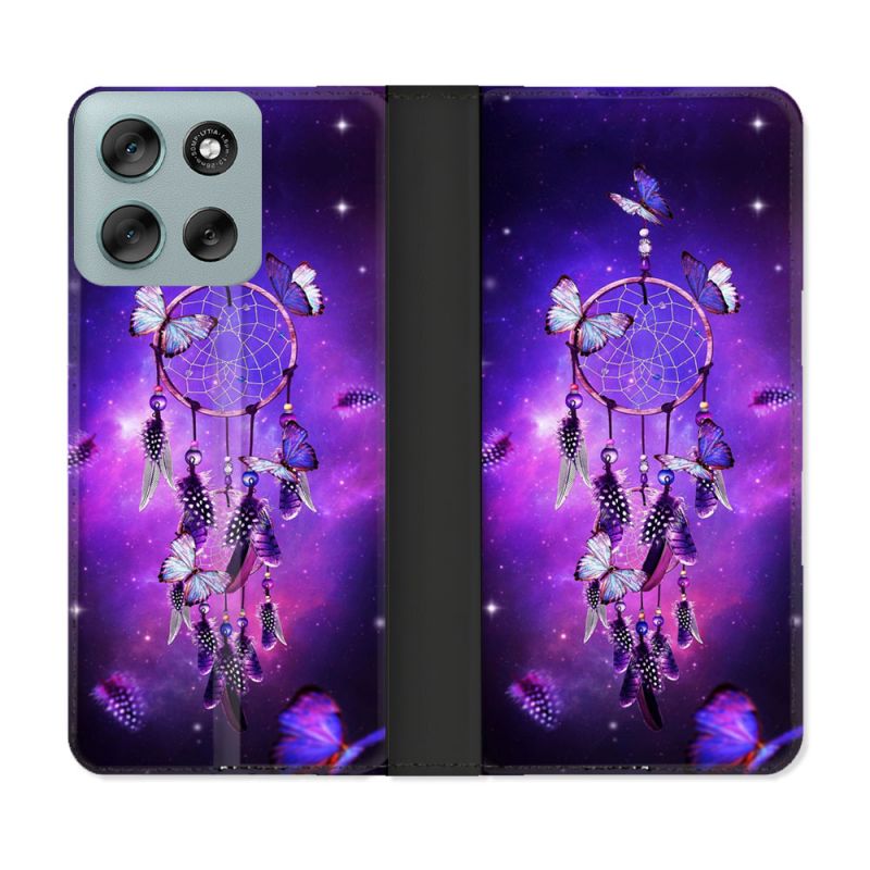 Housse cuir portefeuille Pour Motorola G56 5G Zen Attrape Reve Papillon