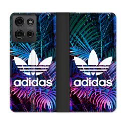 Housse cuir portefeuille Pour Motorola G75 5G Adidas Palmier