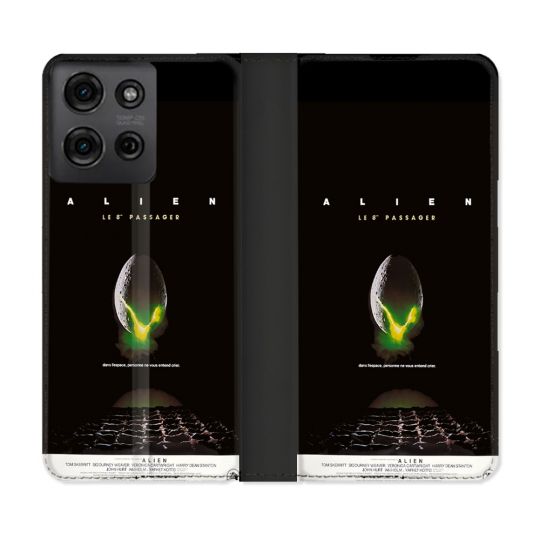 Housse cuir portefeuille Pour Motorola G75 5G Alien Affiche