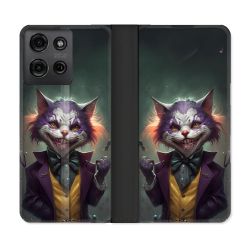 Housse cuir portefeuille Pour Motorola G75 5G Animal Chat Joker