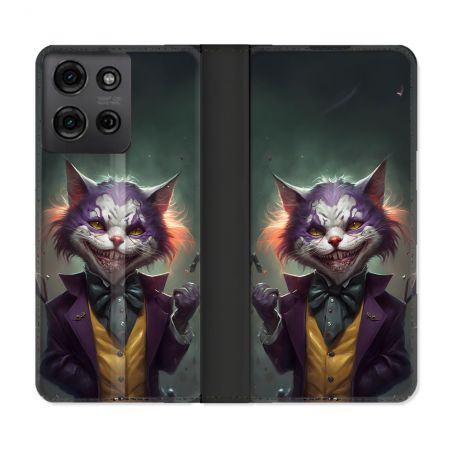 Housse cuir portefeuille Pour Motorola G75 5G Animal Chat Joker