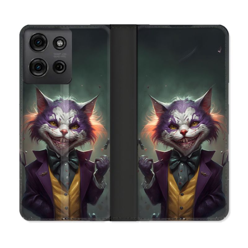 Housse cuir portefeuille Pour Motorola G75 5G Animal Chat Joker
