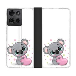 Housse cuir portefeuille Pour Motorola G75 5G Animal Koala Cœur