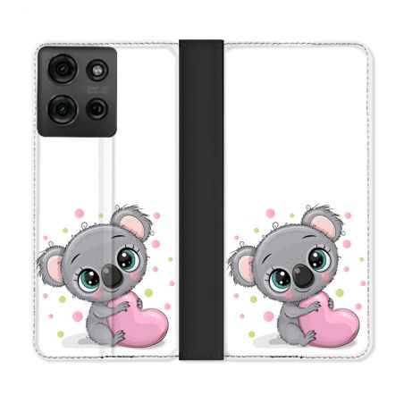 Housse cuir portefeuille Pour Motorola G75 5G Animal Koala Cœur