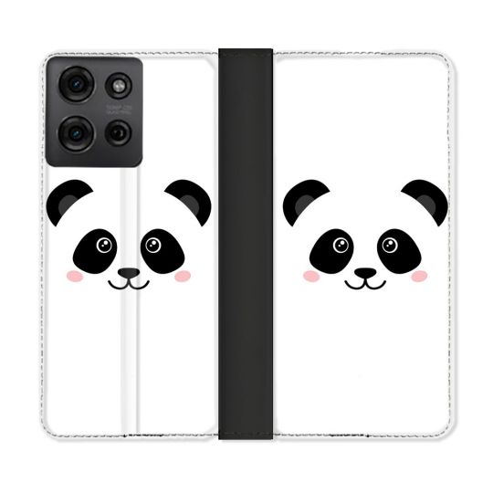 Housse cuir portefeuille Pour Motorola G75 5G Animal Panda Blanc