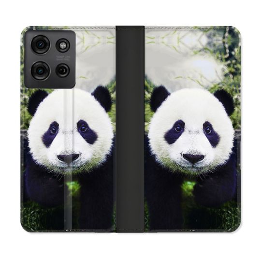 Housse cuir portefeuille Pour Motorola G75 5G Animal Panda Color