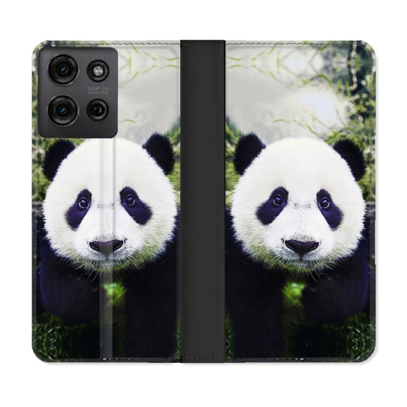 Housse cuir portefeuille Pour Motorola G75 5G Animal Panda Color