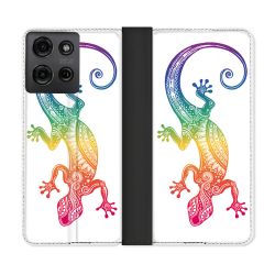 Housse cuir portefeuille Pour Motorola G75 5G Animal Salamandre Color