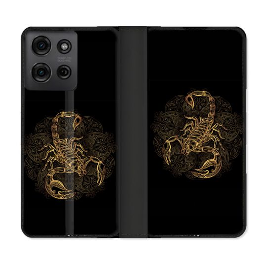 Housse cuir portefeuille Pour Motorola G75 5G Animal Scorpion Fresque